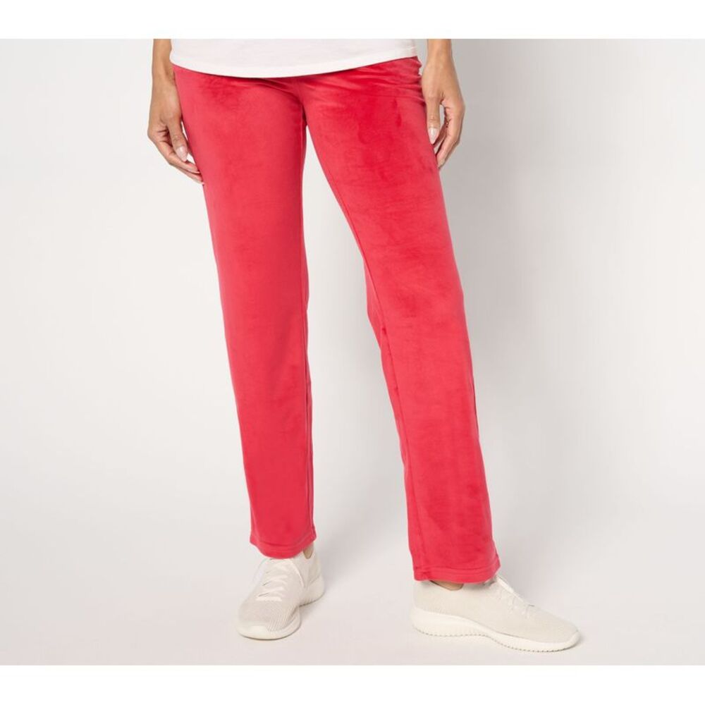 Splendid Women's Pants Sz M Flat Waistband Velour Straight Leg Red